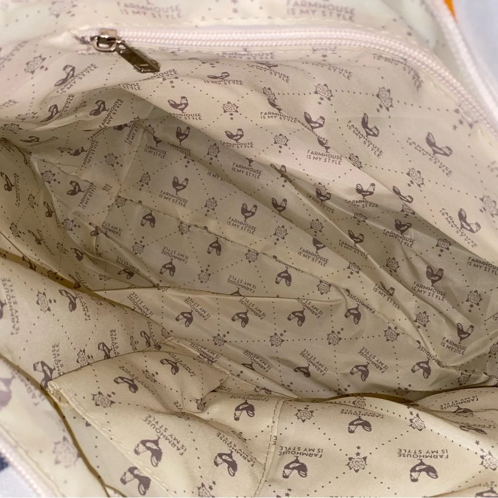 Summer Blooms Floral‎ Canvas Tote Bag - Gray, White, Orange, Yellow